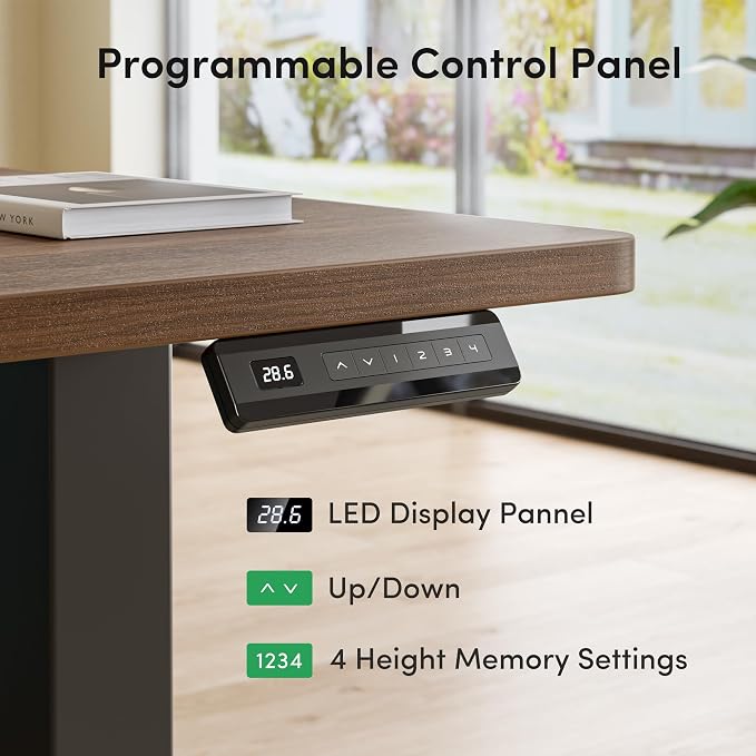 FEZIBO 63" x 55" L-Shaped Standing Desk - Adjustable Corner Desk L Shape, L-Shaped Adjustable Desk with Splice Board, L Shape Standing Desk, Black Walnut
