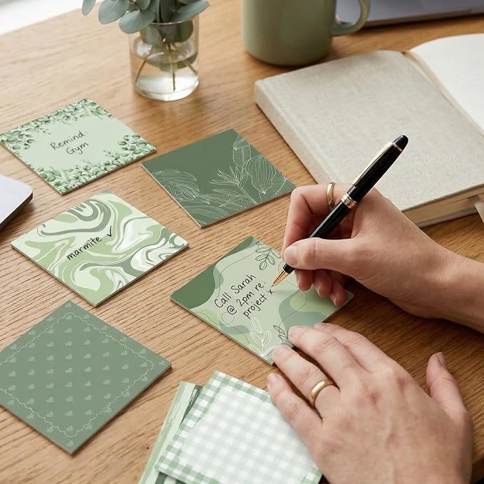 Aesthetic Sticky Notes Gifts, 9 Pack Green Aesthetic Notepads 3x3 Inch Gifts for Coworkers Students, Pastel Green Memo Pads Office School Supplies for Men Women (450 Sheets)