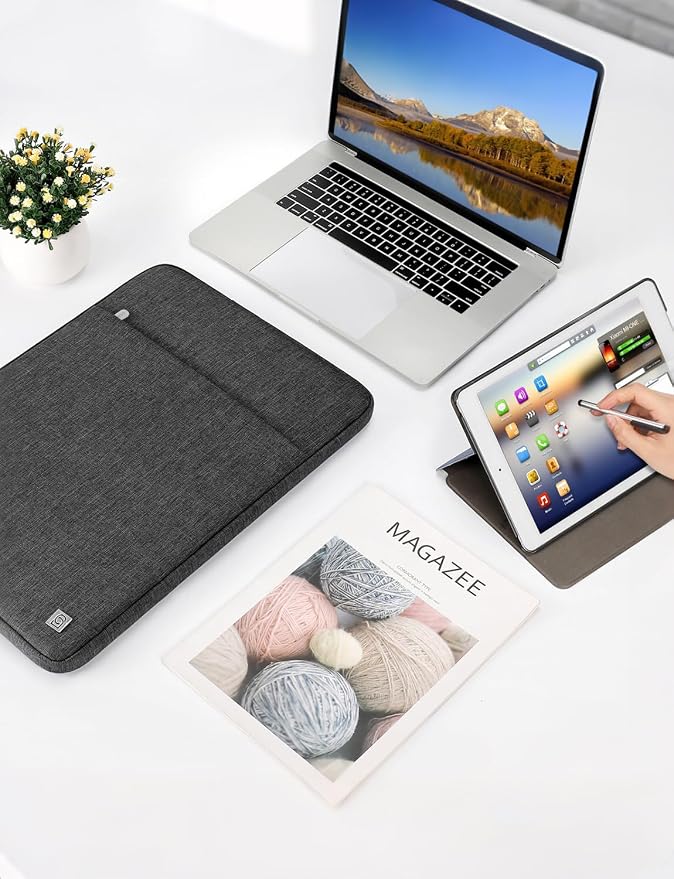 DOMISO Laptop Case Laptop Sleeve Cover Compatible with 15 inch MacBook Air M4/A3241 2025, M3/A3114,M2/A2941,15 inch MacBook Pro A1990 A1707,Compatible with Dell XPS 15 Plus with Pocket, Dark Grey