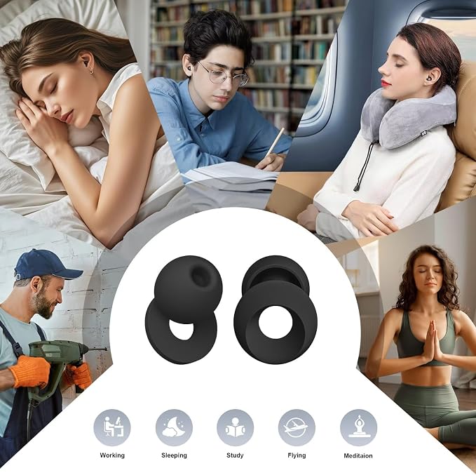 Ear Plugs for Sleeping Noise Reduction, Earplugs for Noise Cancelling with 5 Pair Ear Tips in S/M/L,30-35dB High Fidelity Hearing Protection Ear Plugs for Sleep,Snoring,Focus,Noise Sensitivity
