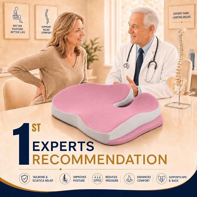 Seat Cushions for Office Chairs Wheelchair Cushion for Long Sitting Back Pain,Memory Foam Seat Car Computer Desk Chair Cushion,Coccyx Cushion for Tailbone Pain Relief Cushion Office Chair Butt Pillow