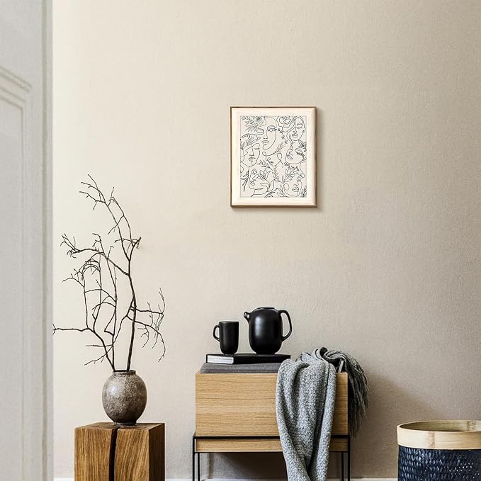 Uniro Framed Canvas Wall Art, Minimalist Abstract Women Face Line Art Print Neutral Wall Dec or, Mid Century Wall Art, Boho Wall Decor Aesthetic Poster Painting for Gallery Living Room Bathroom Bedroom W.all Decor, Neutral Beige Boho Room D.ecor - 10x1...