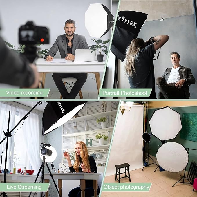 Skytex Softbox Lighting Kit 2pack 20x28in Octa Soft Box|135W 2700-6400K E27 LED Bulb Continuous Photography Lighting, Photo Studio Lights Equipment for Camera Shooting, Video Recording