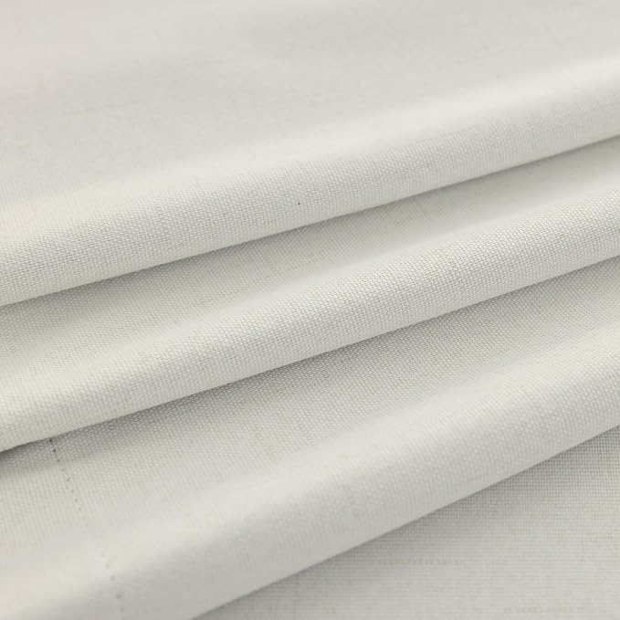 KOUFALL 105 Inch Linen Blackout Curtains,Ivory Back Tab Boho Drapes for Living Room Bedroom 104 in Long 2 Panels Set