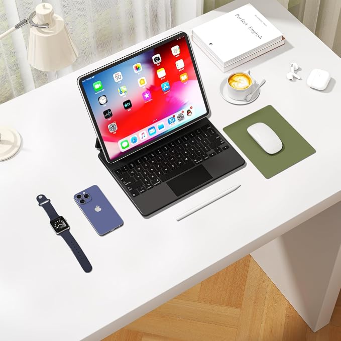 Leather Desk Pad Protector, Waterproof Mouse Pad, PU Desk Mat, Office Desk Cover, Desk Writing Mat for Office/Home/Work/Cubicle (Avocado Green) 9x8 in