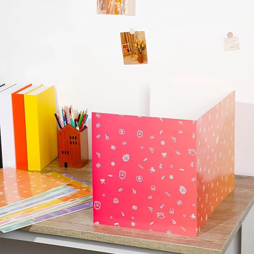 Sherr 30 Pcs School Privacy Boards Bulk for Student Colored Desk Trifold Divider Panels Privacy Partition Folders for School Student Teacher Desks, 15.8 x 13.4 x 11.81 Inches(Fresh Color)