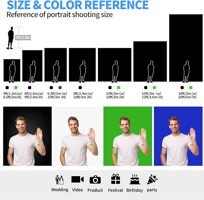 Hemmotop 6x9ft Green Screen Backdrop for Zoom, Streaming, Photography | Polyester Chroma Key Greenscreen Background Fabric Sheet, with Rod Pocket, for Video Production, Gaming, Podcast, Washable