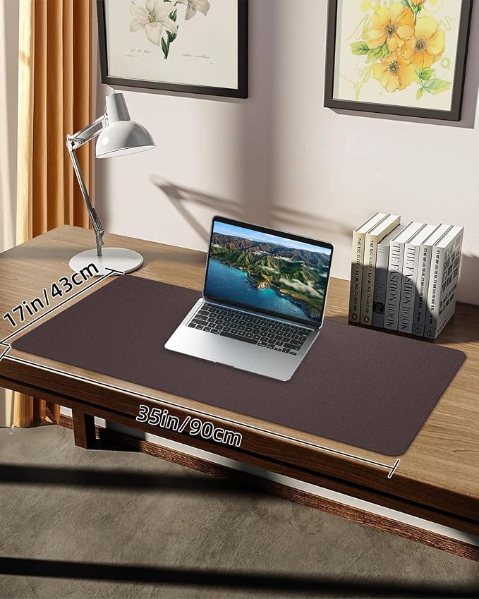 Non-Slip Desk mat,PULeather Desk Pad Protector, Office Desk Mat, Large Mouse Pad,Desk Blotter, Laptop Desk Pad, Waterproof Desk Writing Pad for Office and Home (Coffee, 35.4" x 17")