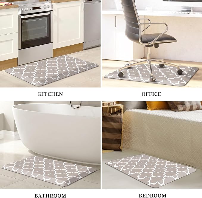 WISELIFE Anti Fatigue Floor Mat - 4/5 Inch Thick Kitchen Mat Non Slip Waterproof Heavy Duty Ergonomic Comfort Mat Durable for Home, Office, Sink, Laundry,(20" x 32", Khaki)