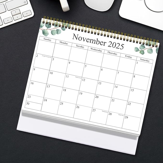 Desk Calendar 2026 - Runs January 2026 until June 2027 - Beautiful Small Flip Desktop Calendar for Easy Organizing, 6" x 8", Leaf