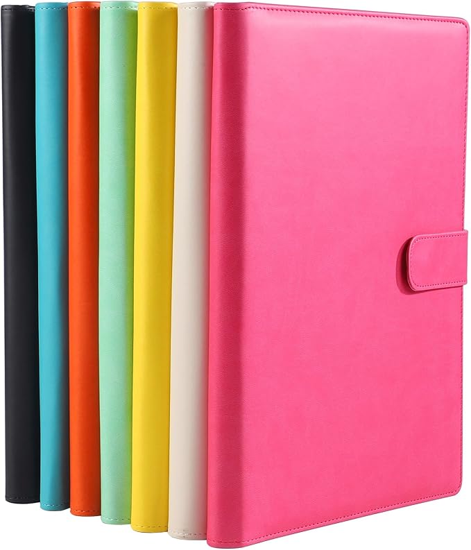 12.8 * 9.6 inch Portfolio Case Business Padfolio, Smart Phone is Usable in Document Organizer, Conference File Folder with A4/Letter Size Clipboard and Notepad - Hot Pink