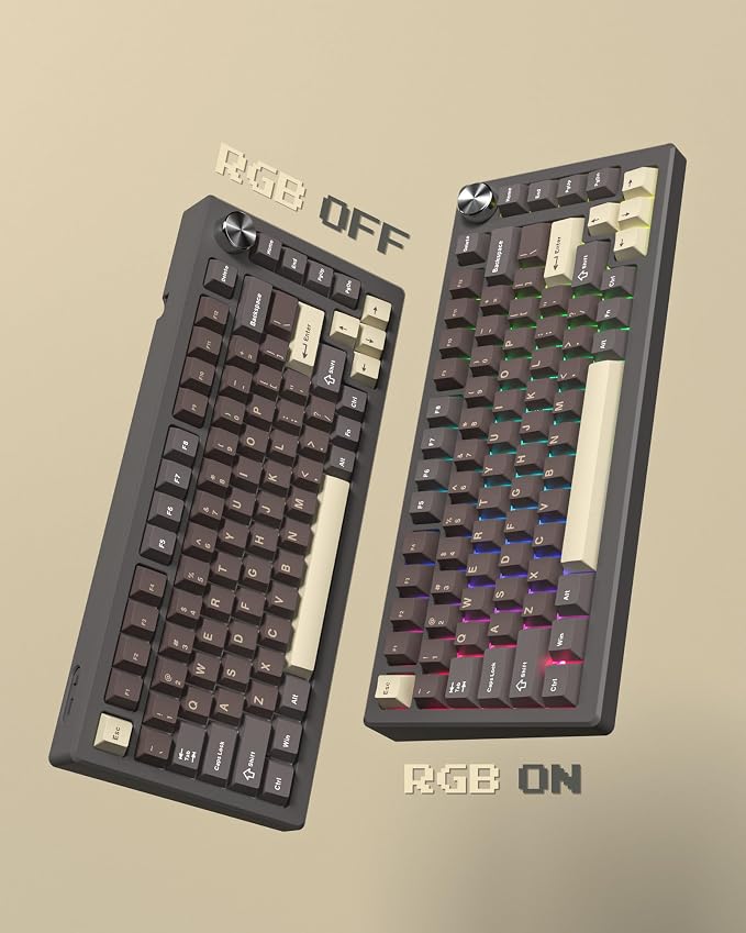 Double Shot PBT Keycaps Set 130 Keys, Cherry Profile Custom Keycaps 60 65 75 100 Percent for 61/64/68/84/87/100/104/108 Retro Gaming Mechanical Keyboard, Brown Coffee