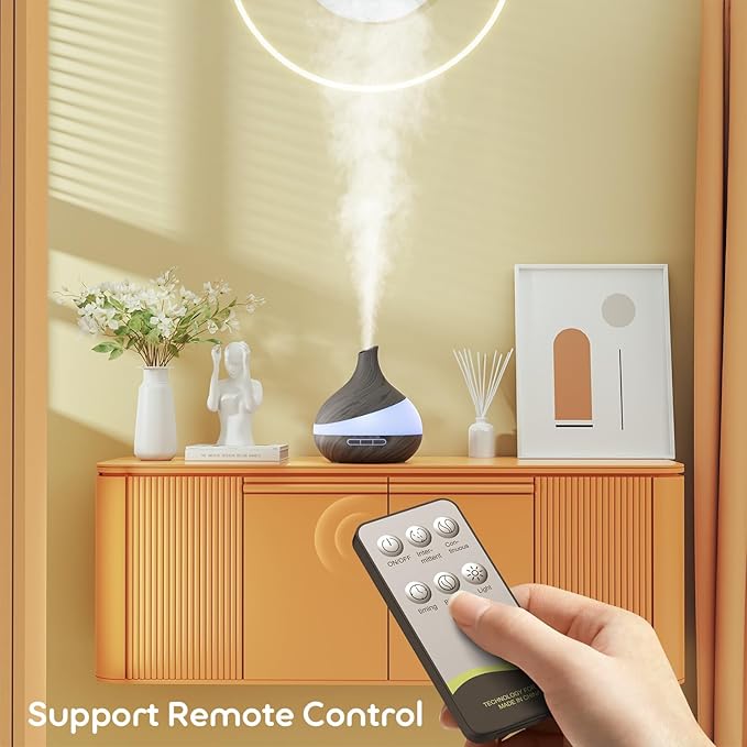 500ML Essential Oil Diffuser: Remote-Controlled Aroma Diffuser for Hotel, Spa, Yoga Rooms - Bedroom Humidifier with 14-Color LED Night Light, Perfect for Kids/Women Home Relaxation