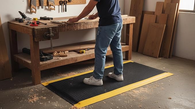Anti Fatigue Mats Industrial 2' x 5' Standing Mat 15/16" Thick Shop Floor Mats Heavy Duty Commercial Diamond Plate Ergonomic Standing Floor Mat Helps Relieve Back and Leg Soreness
