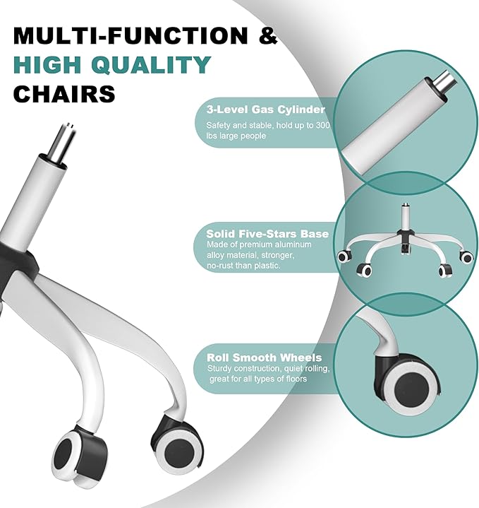 Mimoglad Office Chair, High Back Ergonomic Desk Chair with Adjustable Lumbar Support and Headrest, with flip-up Armrests for Guitar Playing, 5 Years Warranty (Moon Grey)