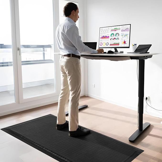 Nisorpa Anti Fatigue Mats Industrial 2' x 6' Ergonomic Standing Mat 15/16" Extra Thick Shop Floor Mat Kitchen Mats Heavy Duty Commercial Diamond Plate Support for Leg & Back Pain, Black