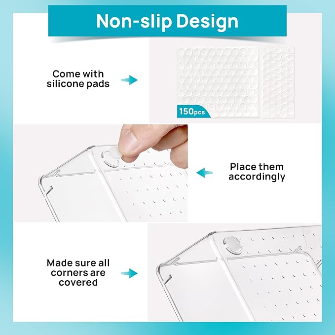 Vtopmart 28 PCS Clear Plastic Drawer Organizers Set, 4-Size Bathroom and Vanity Drawer Organizer Trays, Acrylic Storage Bins for Toiletries, Makeup, Cosmetic, Kitchen Utensils, Tool, Gadgets