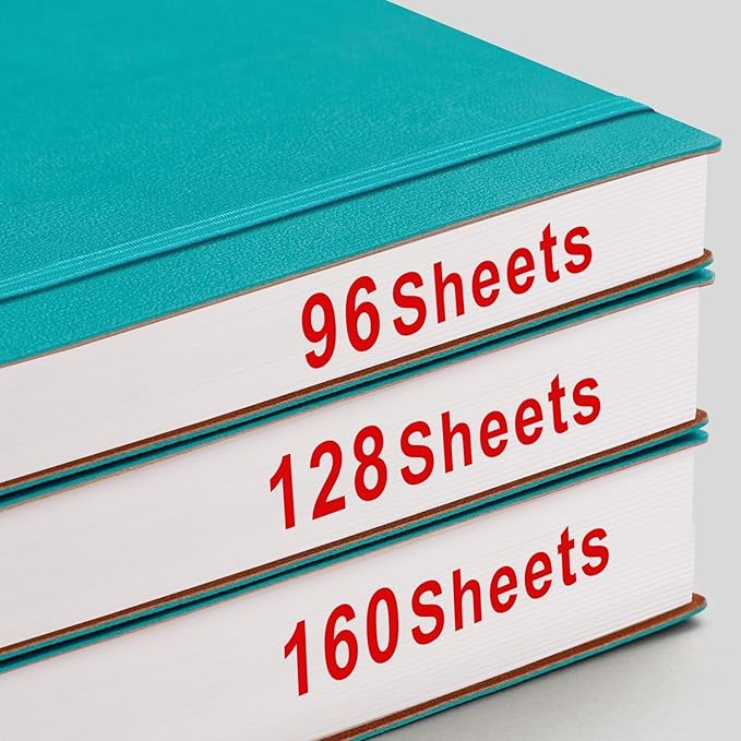 AHGXG Dotted Journal - Large A4 Notebook Dotted, 8.5''×11'', 320 Pages Dot Grid Notebook, 100gsm Thick Paper, Leather Softcover, with Journal Stencils, Inner Pocket, Cyan