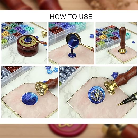Wax Seal Kits, 200pcs Assorted Sealing Beads and 2pcs Initial Alphabet F Wax Seal Stamp for Wedding Invitations Gift Wraps Envelopes and Christmas Cards (Alphabet F Kit)