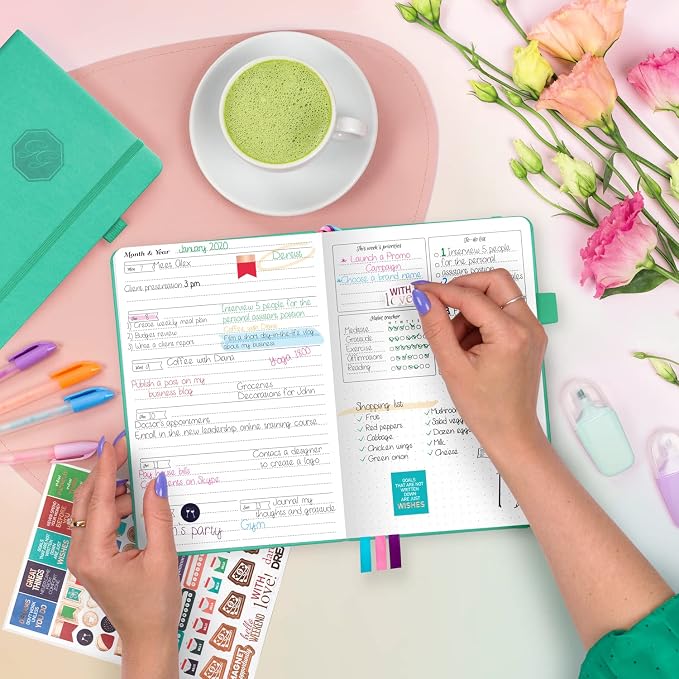 GoGirl Planner and Organizer for Women – Compact Size Weekly Planner, Goals Journal & Agenda to Improve Time Management, Productivity & Live Happier. Undated – Start Anytime, Lasts 1 Year – Emerald