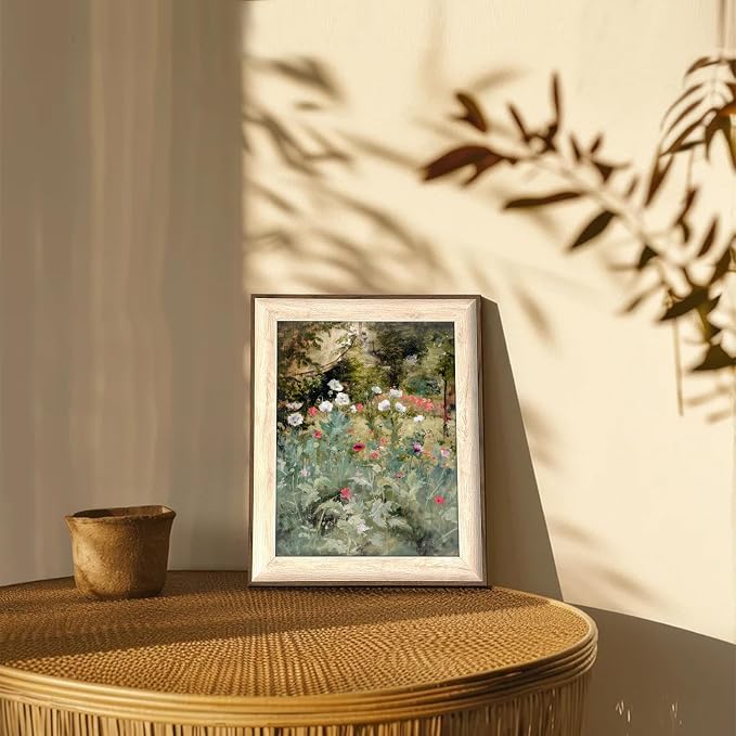 Framed Vintage Wall Art Decor, Canvas Wall Art Room Decor Vintage Still Life Flower Art Prints, Farmhouse Wall Decor Poppy Canvas Oil Painting, Rustic Botanical Floral Wall Decor Pictures, Landscpae Prints - 10x12Inch