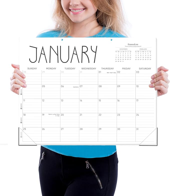 GuassLee Horizontal Desk Calendar -Months Planner from Jun to Dec Simple Glue Desk Calendar with To-Do List Premium Paper Binding for Family Business Appointment Planning 2024-2025