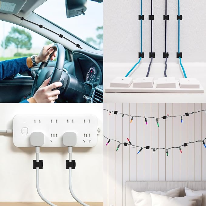 LinkDocs 30 Pieces Adhesive Cable Clips Wire Clips Cable Wire Management Wire Cable Holder Clamps Cable Tie Holder for Car, Office and Home