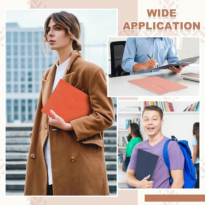 PATIKIL 2Pcs PU Leather A4 File Folder, Document Holder Envelope Waterproof Napa Texture Filing Organizer Portfolio Folder Case with Magnetic Snap Closure for Home Office, Navy Blue, Brown
