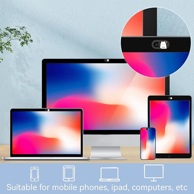 6Pcs Phone Privacy Camera Cover Webcam Camera Cover Slide Cat Pattern Privacy Security Guard Slide Phone Webcam Protector for Laptop Desktop Computers Smartphones Tablet Notebook Mini PC