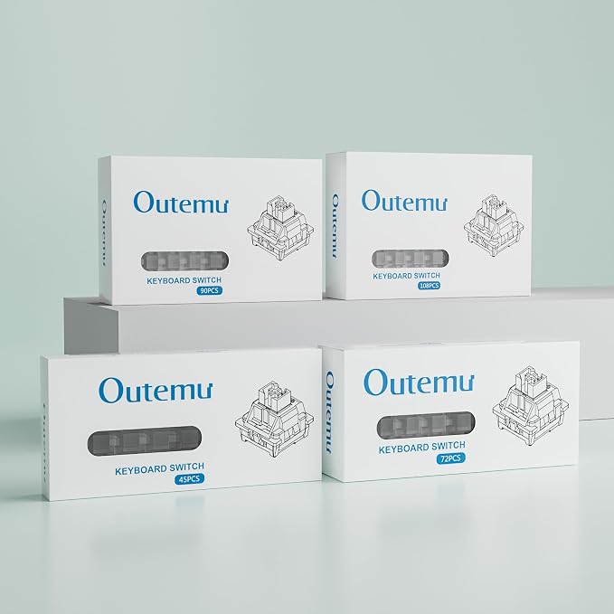 Outemu V3 Pomelo Silent Pro Switches,5 Pin 35gf Mute Pre-lubed Dustproof Tactile Switch,Suitable for MX Mechanical Gaming Keyboards(45Pcs)