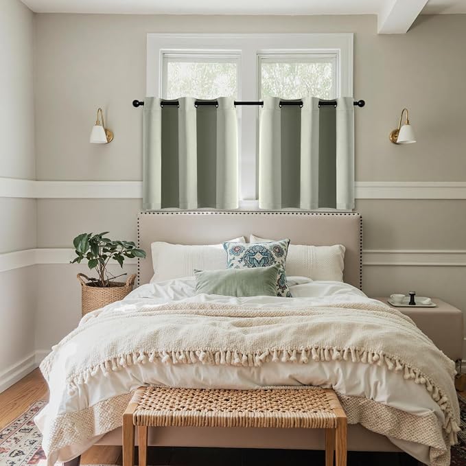 MIULEE Blackout Curtains for Bedroom Living Room 2 Panels, Thermal Insulated Room Darkening Drapes Grommet Noise Reducing Light Blocking Window Treatments 36 Inches Long 40x36 Inch Sage Green