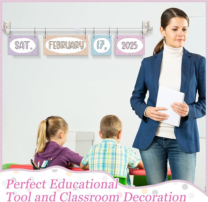 Pastel Flip Calendar Bulletin Board Set Colorful Pastel Flip Calendar with Adjustable Holder 54 Date Cards for Classroom Home Decor Back to School Supplies