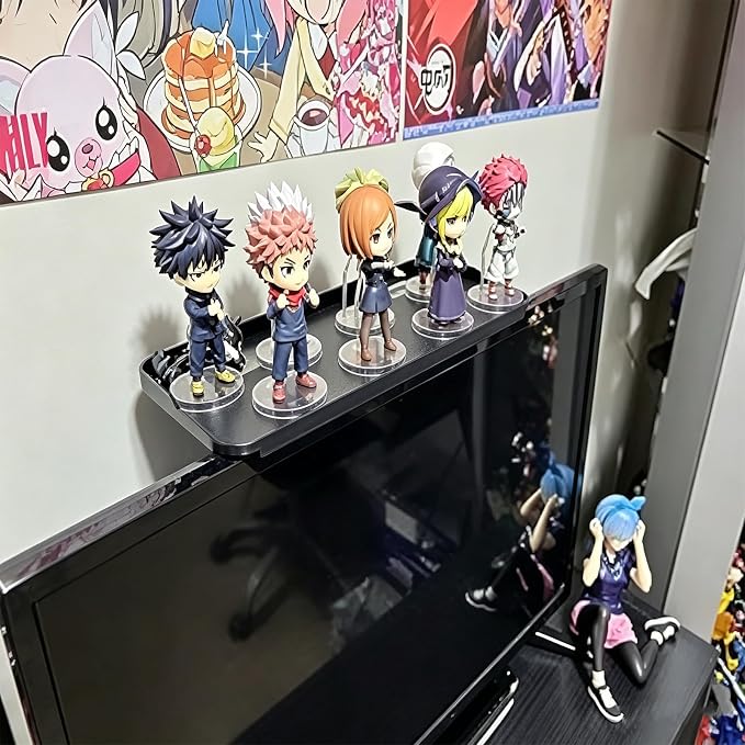 TV Top Screen Shelf Adjustable Computer Monitor Shelf Storage Bracket Mount Hold Cable Media Box, Game Console, WiFi Router, Plants, Speakers, Remote Controls, DVD Shelf