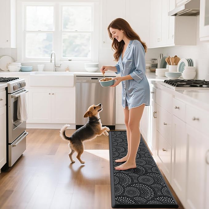 Mattitude Kitchen Mat, 17.3x60in Heavy Duty Ergonomic Comfort Foam Standing Desk Mat, Waterproof Non-Slip Standing Mats and Rugs for Kitchen, Office, Laundry, Black