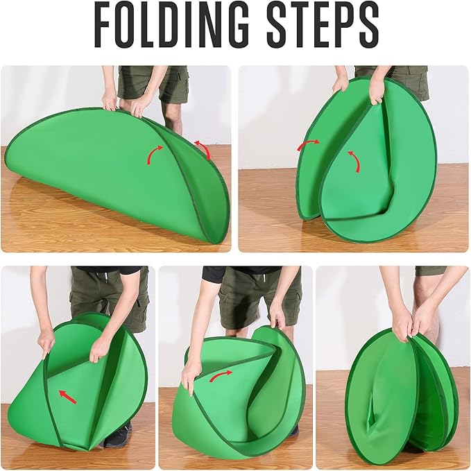 Portable Green Screen Backdrop (56''), Collapsible Webcam Background for Chair, Chroma Key for Home Office Video Conferencing