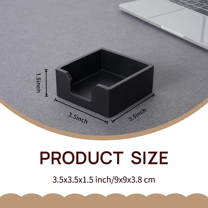 Concrete Sticky Note Holder for 3x3 Inch Post Note - Cement Self-Stick Note Memo Pad Holder, Post Notepad Dispenser Organizer, Modern Desk Accessory for Office & Home, Black