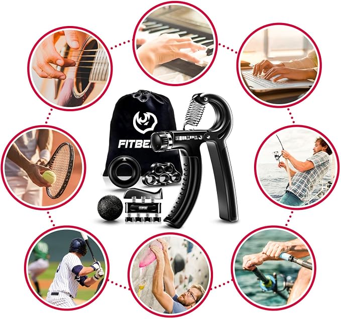 FitBeast Grip Strengthener Forearm Strengthener Hand Grips Strengthener Kit - 5 Pack Adjustable Resistance