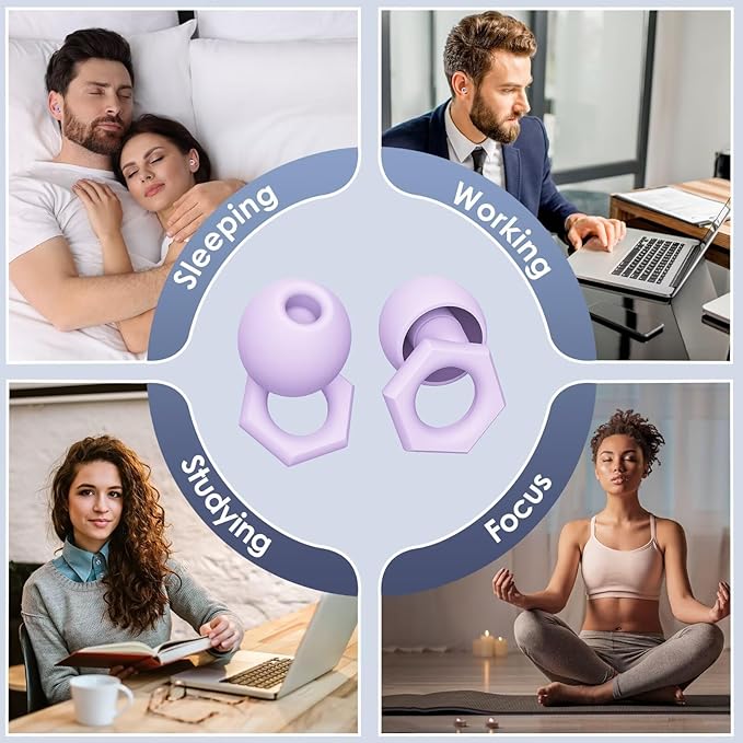 Ear Plugs for Sleeping Noise Cancelling,Reusable Silicone Earplugs with Carrying Case,Ear Plugs for Noise Reduction for Sleep,Noise Sensitivity,Travel,Focus - 5 Pairs Ear Tips in S/M/L
