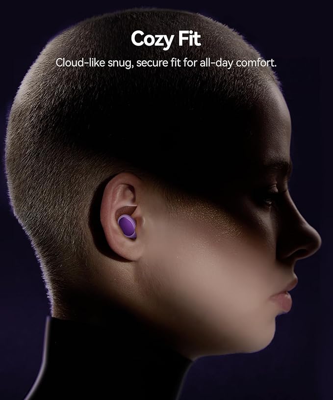 45dB Ear Plugs for Sleeping Noise Cancelling Ear Plugs for Noise Reduction & Snoring, Concerts, Earplugs for Sleep,Sider Sleepers Airplane, Silicone Earplugs Reusable Concert Ear Plug Case Pale Violet