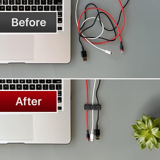 Magnetic Cable Holders X-Protector 2 Triples - Premium Cable Clips - Self-Adhesive Cable Holder for Car - Cord Organizer for Desk - Cable Organizer - Black Wire Organizer - Cord Management for Wires!