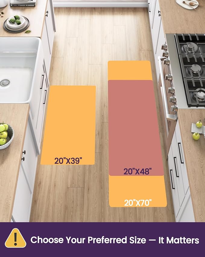 DEXI Kitchen Mat Cushioned Anti Fatigue, Extra Thick Comfort Standing Floor Mats Waterproof, Memory Foam Antifatigue Runner Rug for Desk Office, Sink, Laundry, 48x20, Grey
