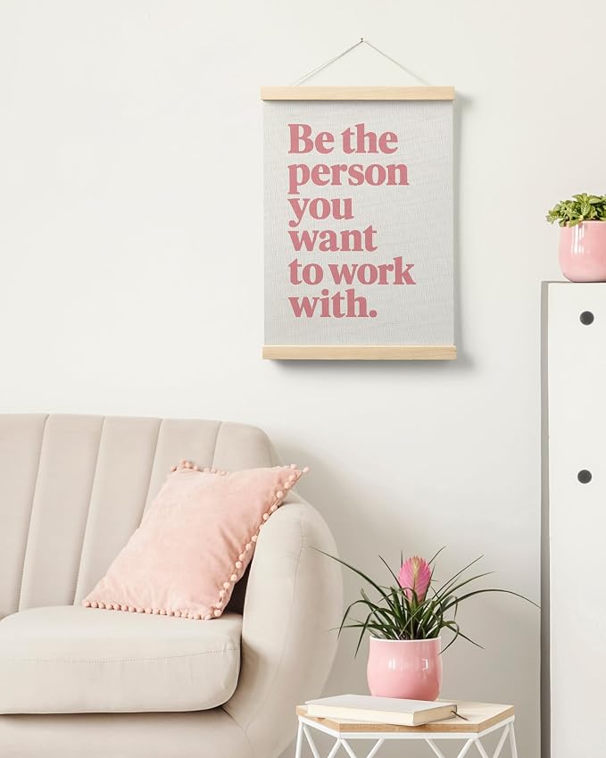 FGFK Be the Person You Want to Work with Inspirational office Framed hanging Canvas wall art Poster Prints decor for women,Trendy Pink Motivational posters office decorations for work,12x16 Inch