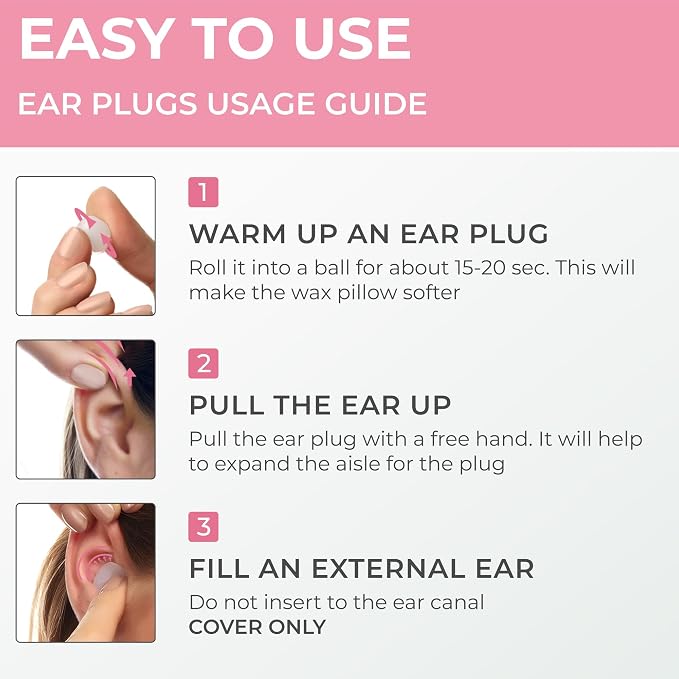 Peace&Quiet | PQ Wax Ear Plugs for Sleeping - 30 Silicone Wax Earplugs for Sleeping and Swimming, Gel Ear Plugs for Noise Cancelling, Sound Blocking Level of 32 Db