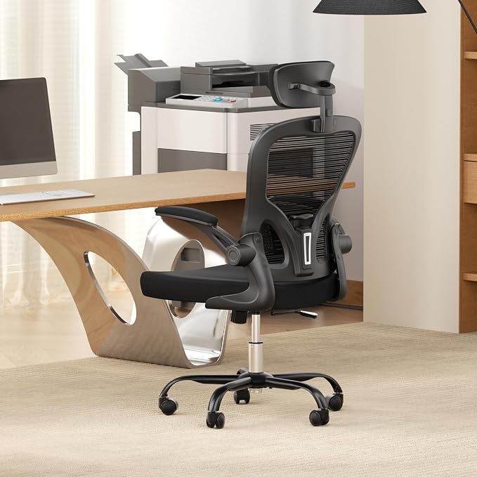 INTERGREAT Ergonomic Office Chair, High Back Home Office Desk Chair with Wheels, Breathable Mesh Computer Chairs with 3D Armrests and Headrest, Comfortable & Easy Assembly,Black
