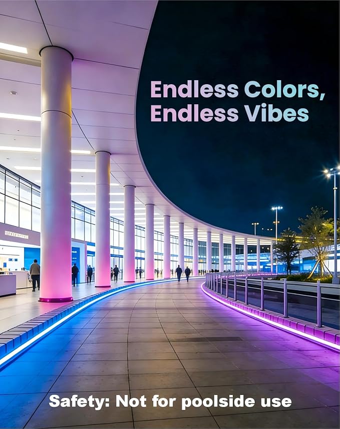 Shine Decor Smart LED RGB Neon Rope Lights AC 120V, ETL Expandable Color Changing Dimmable with Remote Compatible with Alexa, Google Assistant, Cold-Resistant & IP65 Waterproof, 8x16 mm, 131.2FT