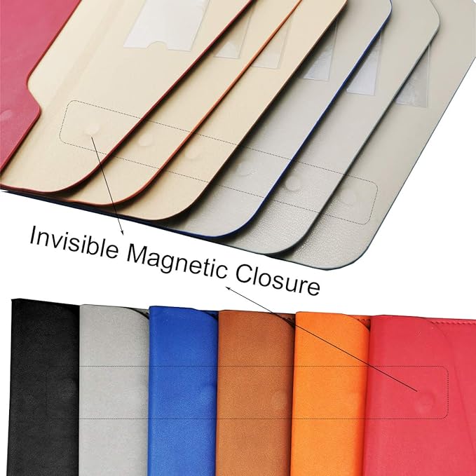 PU Leather A4 File Folder Document Holder Waterproof Portfolio Envelope Folder Case with Invisible Magnetic Closure 2 Packs (Black&Brown, A4-2Packs)