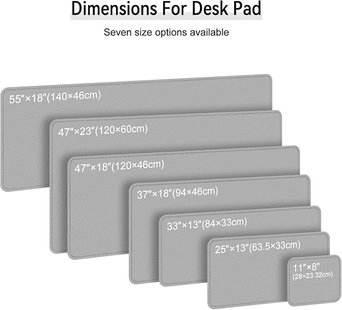 Dual Sided Leather Desk Mat - Waterproof Desk Pad - Ideal for Large Mouse Pad and Desk Mats on Top of Desks (Gray, 25"*13")