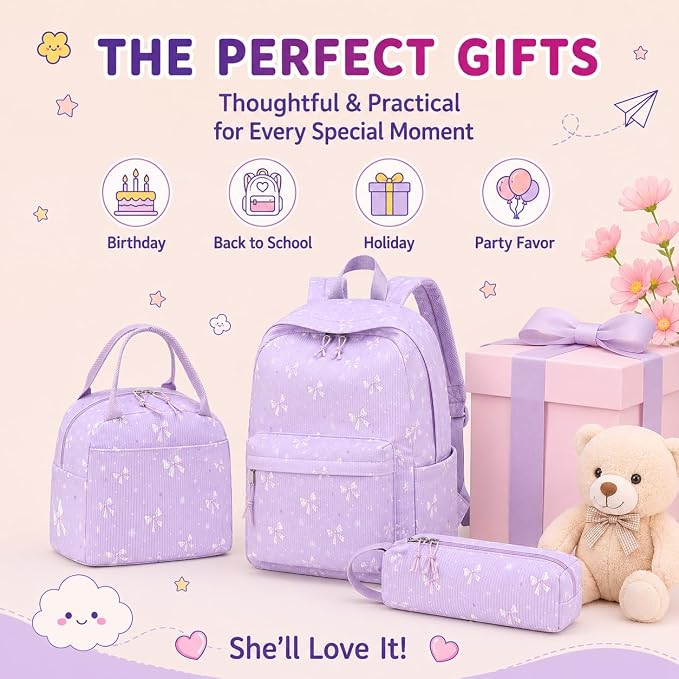 BTOOP School Backpacks for Teen Girls Bookbags Lightweight Kids Backpack School Bags Set with Lunch Box Pencil Case