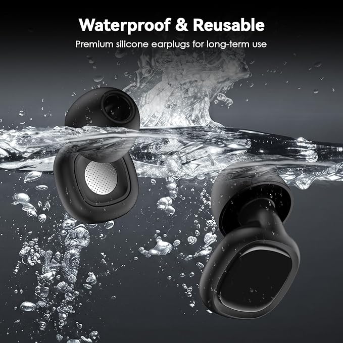 Ultra Soft Ear Plugs - 55dB (SNR) Noise Reduction Hearing Protection - Reusable Earplugs Flexible Comfortable Fit for Noise Sensitivity, Sleep, Work, Study, Airplane, Concerts & Festivals (Black)