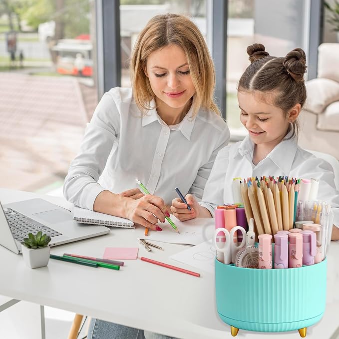 Camelmother 360°Rotating Pen&Pencil Holder For Desk With 5Slots Cute Office | Spacious Beautiful & Durable For Teachers Students Workers Easy Storage for Pens Stationery